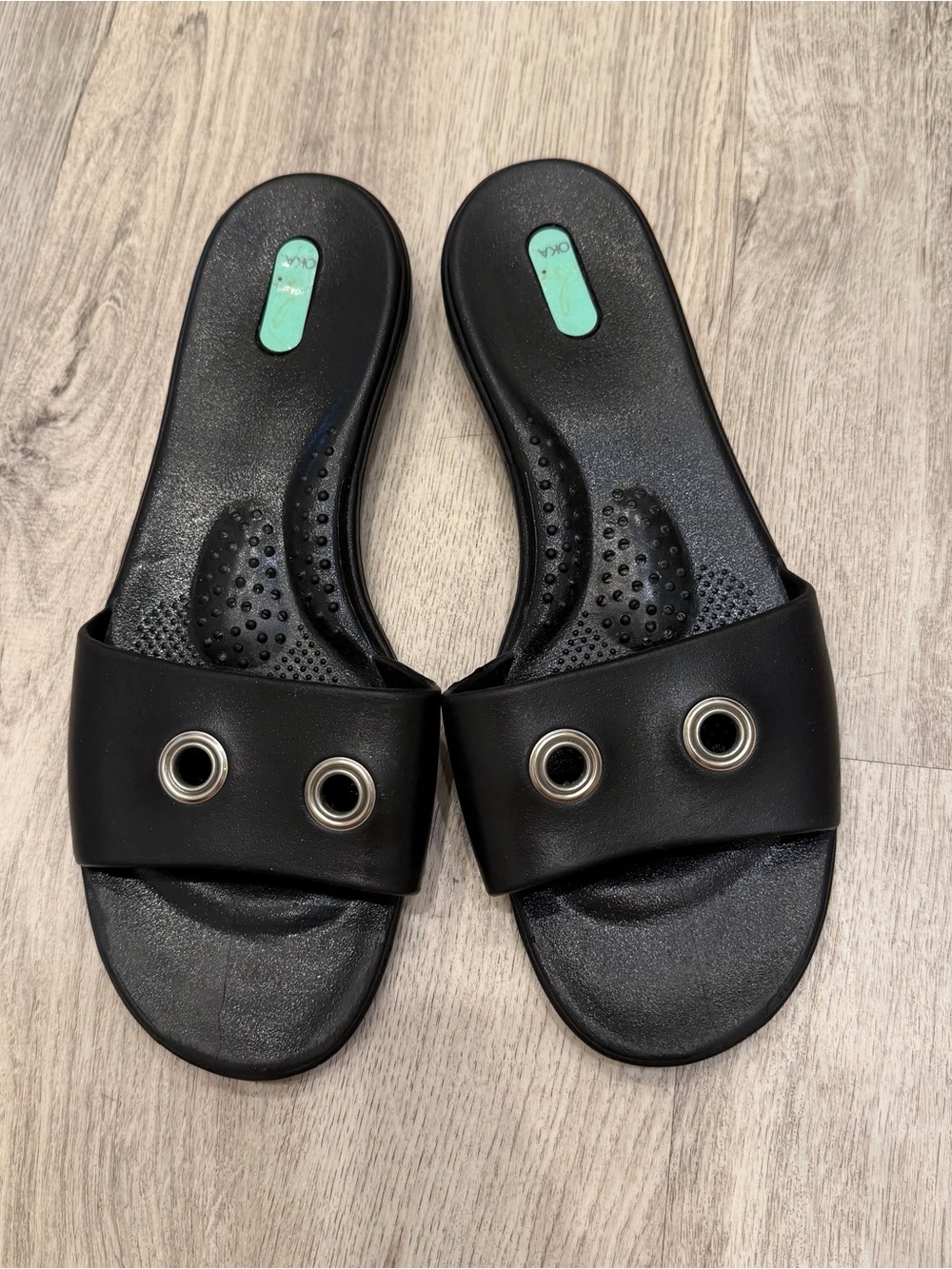 Okabashi Black Comfort Slide Sandals Size 7 Minimalist Casual Slides‎